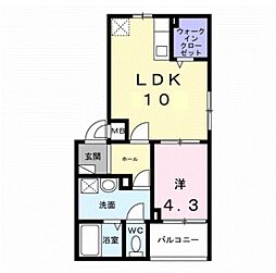 ハートウェル 1LDKの間取図画像