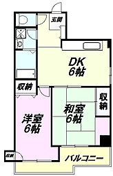 ミレニアムパレス 3階2DKの間取り