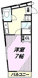 煉瓦館132 1Kの間取図画像