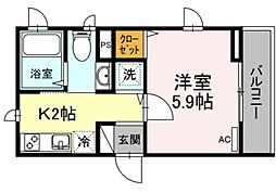 メゾン・ド・オカ 1Kの間取図画像