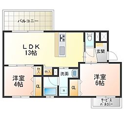 ラ・メゾン香ヶ丘 2LDKの間取図画像
