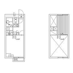 都営新宿線 船堀駅 徒歩14分の賃貸マンション 2階1Kの間取り