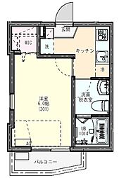 プルミエール六町 3階1Kの間取り