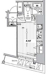 メイクスデザイン品川戸越 4階ワンルームの間取り