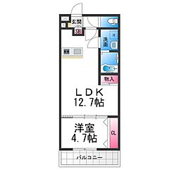 TKアンバーコート浜寺 1LDKの間取図画像