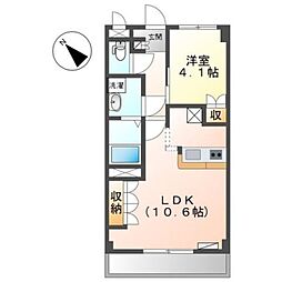 スカイハイツＮ 2階1LDKの間取り
