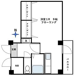 ウッディ高円寺 4階ワンルームの間取り