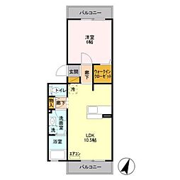 JR南武線 稲城長沼駅 徒歩6分の賃貸アパート 2階1LDKの間取り