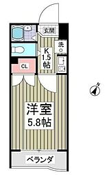 アミティY 1Kの間取図画像