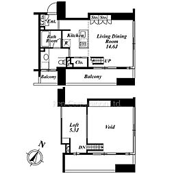 プレミアブラン代々木公園 7階ワンルームの間取り