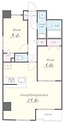 Une　Lumiere 6階2LDKの間取り