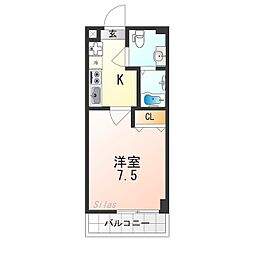 JR山陰本線 円町駅 徒歩6分の賃貸マンション 7階1Kの間取り