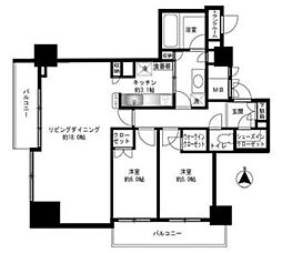 品川タワーフェイス 2LDKの間取図画像