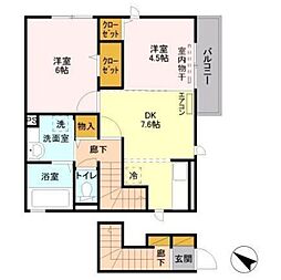 クオシス 2階2DKの間取り