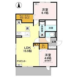 ルシェリア豊中 2LDKの間取図画像