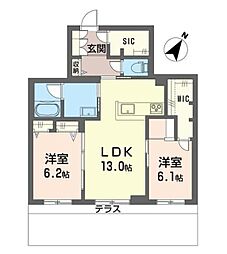 ル・ヴァンヴェール 2階2LDKの間取り