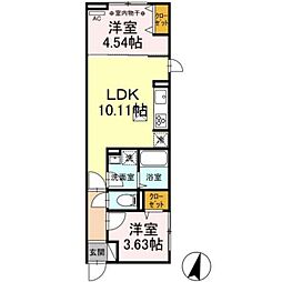 ルリアン綾瀬2 2LDKの間取図画像