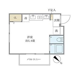 都営浅草線 馬込駅 徒歩5分の賃貸アパート 2階ワンルームの間取り