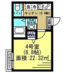 ドムス八千代 1階1Kの間取り