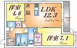ブル・マリーノ衣掛 2LDKの間取図画像