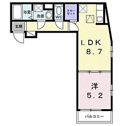 オーレヴィア 3階1LDKの間取り