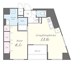 エワル 2階1LDKの間取り