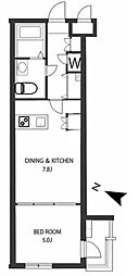 アクアトウキョウノースシティ 1DKの間取図画像