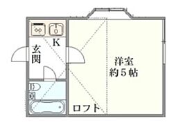プラザドゥウィルシャー A棟 2階1Kの間取り