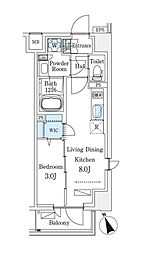 ジオエント早稲田 1LDKの間取図画像