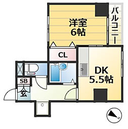 ハーバーウエスト神戸 1DKの間取図画像