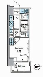 パークアクシス木場 6階1Kの間取り