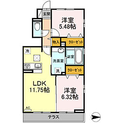 アステール1 2LDKの間取図画像