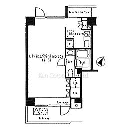 パークアクシス渋谷 6階ワンルームの間取り