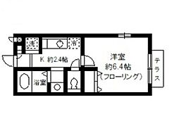 クレール弥生 1階1Kの間取り