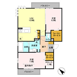セピアコートＣ 3階2LDKの間取り