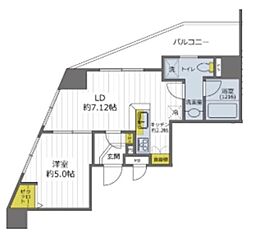 カインドステージ高輪台 3階1LDKの間取り