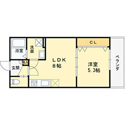 東大阪市太平寺2丁目アパート 1LDKの間取図画像