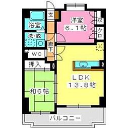 ジュノーパレス 4階2LDKの間取り