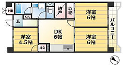 ビレッジハウス港島タワー 3DKの間取図画像