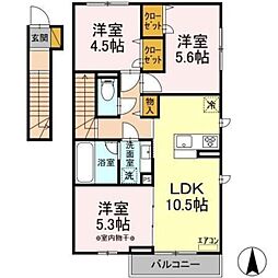 ペアージュ1 3LDKの間取図画像