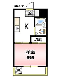 エディフィシオ橋本 2階1Kの間取り