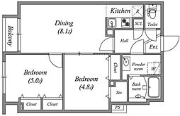 BrancheSAGINOMIYA2 2DKの間取図画像