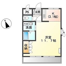 JR紀勢本線 紀三井寺駅 徒歩24分の賃貸アパート 2階1Kの間取り