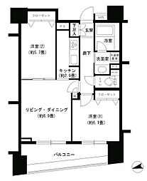 パークキューブ浅草田原町 2LDKの間取図画像