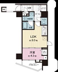 ヴァースクレイシアIDZ千代田岩本町 6階1LDKの間取り