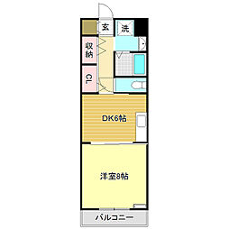 オブジェ朝倉 1DKの間取図画像