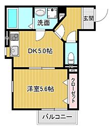 阪急千里線 吹田駅 徒歩10分の賃貸アパート 2階1DKの間取り