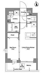 コンフォリア戸越公園 4階1LDKの間取り