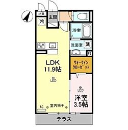 フラッシングメドウ狭山 1LDKの間取図画像