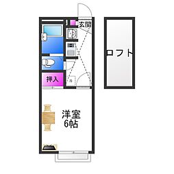 レオパレス神明5 1Kの間取図画像